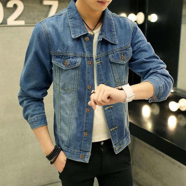 Kurtka Jeansowa Na Wiosnę I Jesień Odzież MęSka Kurtka Jeansowa Slim Trend Casual DużY Rozmiar Kurtka Jeansowa L-image