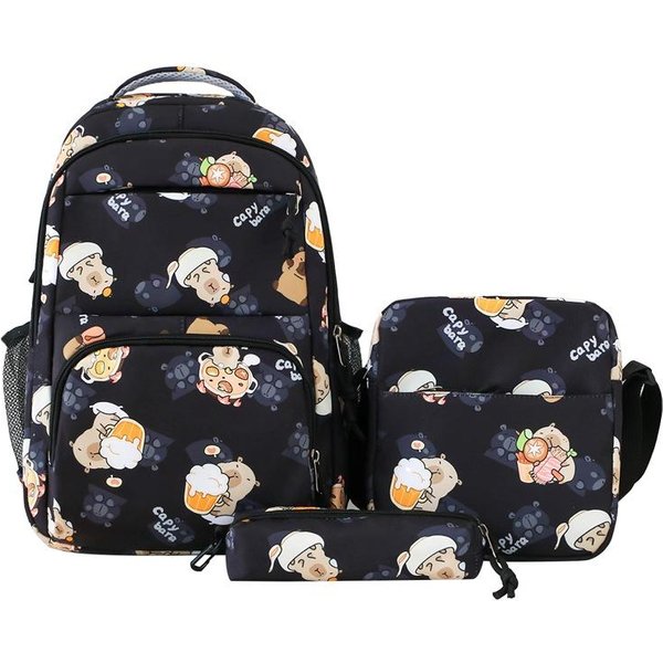 Mochilas De Capibara Para NiñAs Mochila Escolar Primaria Set De Mochila Escolar De Dibujos Animados Mochila Mochila NiñOs Linda Bolsas Para Libros Infantiles-image