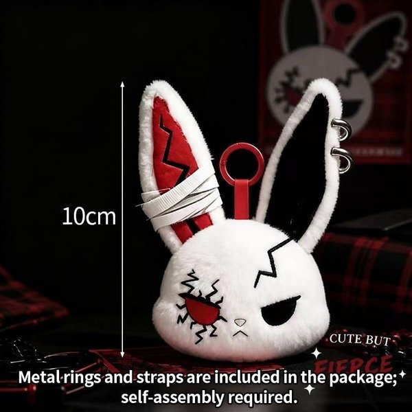Gotycki Pluszowy KróLik Breloczek KróLik Zawieszka Do Torebki KróLik Z BandażEm Ciemny KróLik Lalka Breloczek Zawieszka Do Torebki Prezenty Na Halloween Gray-image
