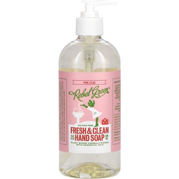 Rebel Green, Fresh & Clean Hand Soap, Pink Lilac, 16.9 Fl Oz (500 Ml)-image