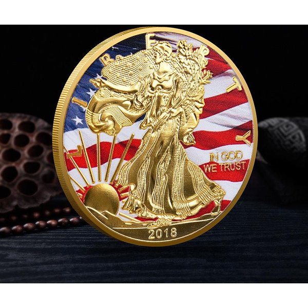 PamiąTkowa Moneta USA Statua WolnośCi Monety Wyzwanie Malowana Ameryka Kolekcjonerska 1 Uncja Czyste Nowa Prezent Wykwintna Kolekcja-image