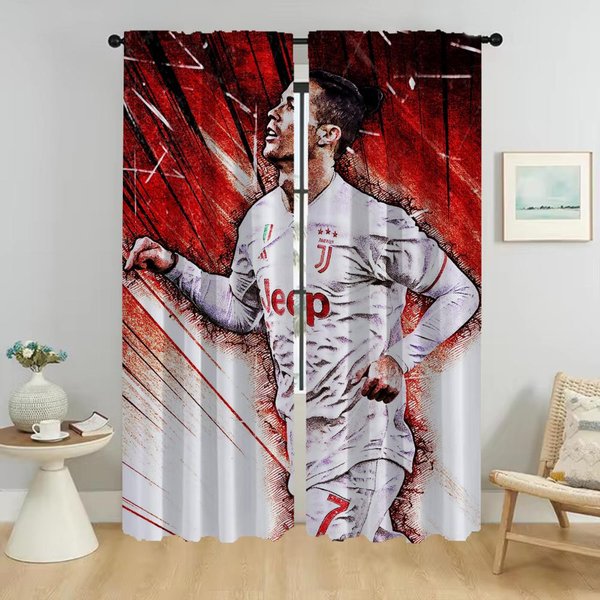 ZasłOny Do Sypialni ZasłOny Do WnęTrza Domu Ronaldo Do Salonu ZasłOna ZaciemniająCa Przepierzenie Dekoracja Halloween ŻAluzje W50Xh70Cmx2Pcs-Cl-image