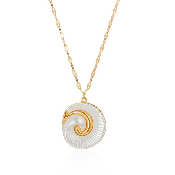 Collares De Concha Para Mujer Color Dorado Acero Inoxidable Hilo De Perla Colgante Collar Boda EstéTica Moda JoyeríA Regalo 45Cm White-image