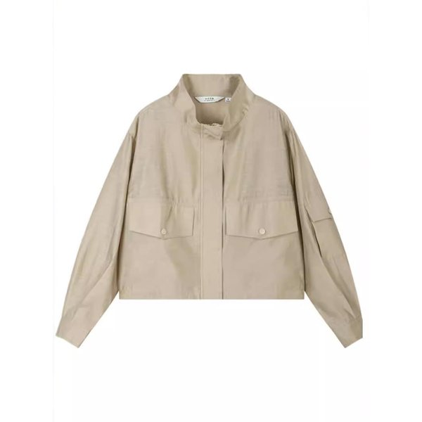 Estilo Universitario Abrigo De Aire OtoñO Nuevo VersáTil Casual Textura Chaqueta Holgada Para Mujer 3XL Beige-image