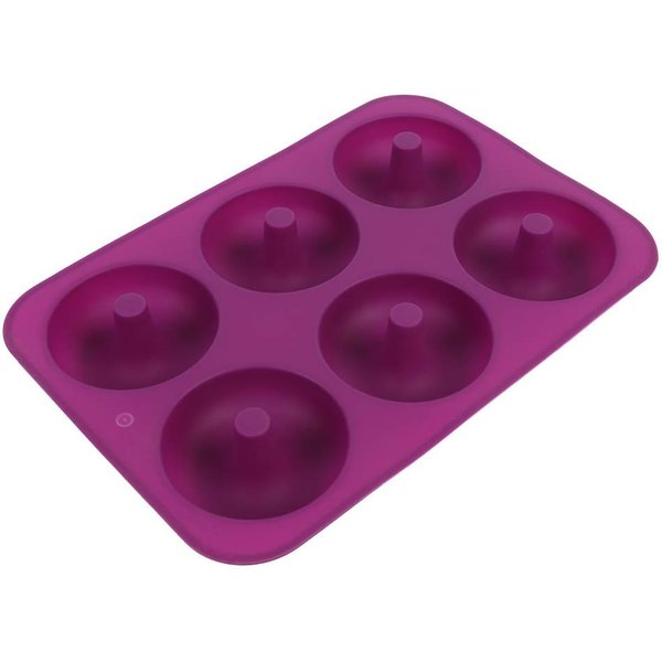 Molde De Silicona Para Hornear Donas De 6 Cavidades Molde De Chocolate Para Donas Apto Para Microondas Y Congelador(PúRpura) Blue-image