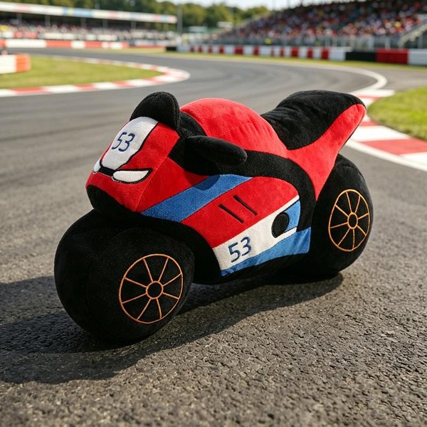 Symulowane Lokomotywy Pluszowe Zabawki KreskóWkowe ŚPiąCa Lalka Motocykl MięKka Symulacja Pluszowa Poduszka WystróJ Pokoju Ukojenie Towarzysz Urodziny 45Cm Red-image