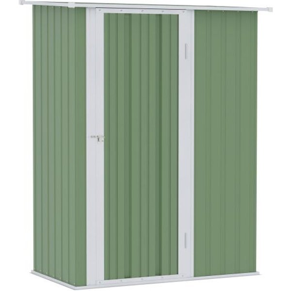 Caseta De JardíN - Muvoe - Acero - Verde - 142 X 84 X 189 Cm - Puerta Grande Con Cerrojo Verde-image