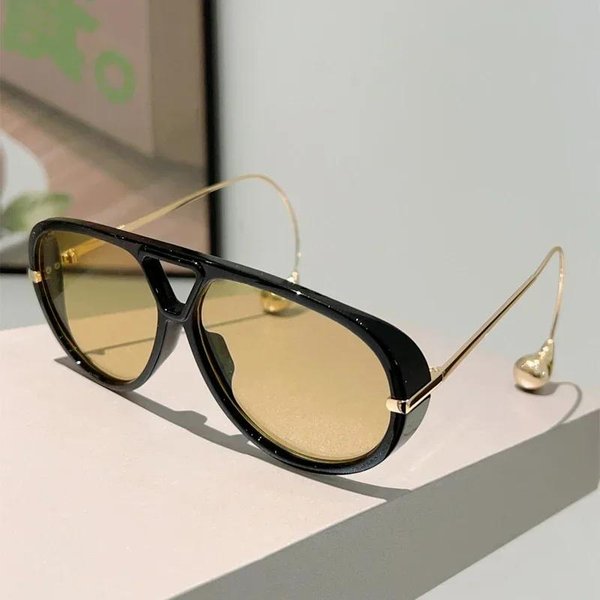 Luksusowy Styl Projektanta Styl Oversize Okulary PrzeciwsłOneczne Pilotki Okulary Damskie Dla MężCzyzn Popularne Klasyczne Okulary PrzeciwsłOneczne Punkowe Okulary Z PodwóJnym Mostkiem 1PC Black-image