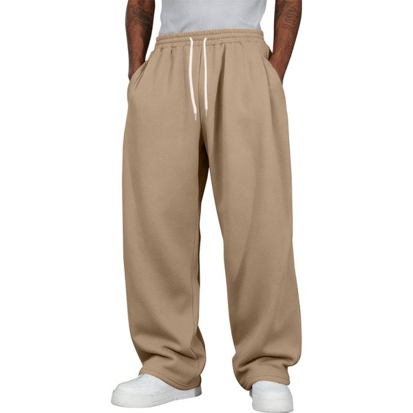 Pantalones De CháNdal Casuales Holgados Para Hombre, Cintura EláStica Con CordóN, Pantalones Deportivos M Beige-image