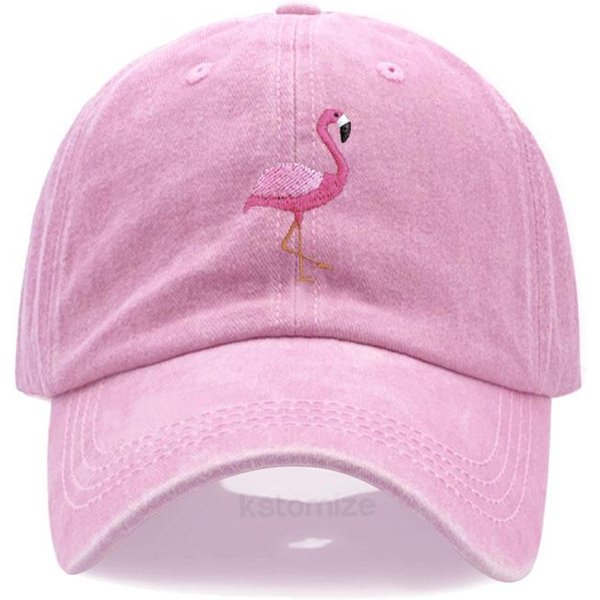 Bordado De Animales Flamenco Gorras De BéIsbol Para Hombres Mujeres Retro AlgodóN Suave Lavado Gorra De Papá Gorra Snapback Dropshipping Adjustable Pink-image