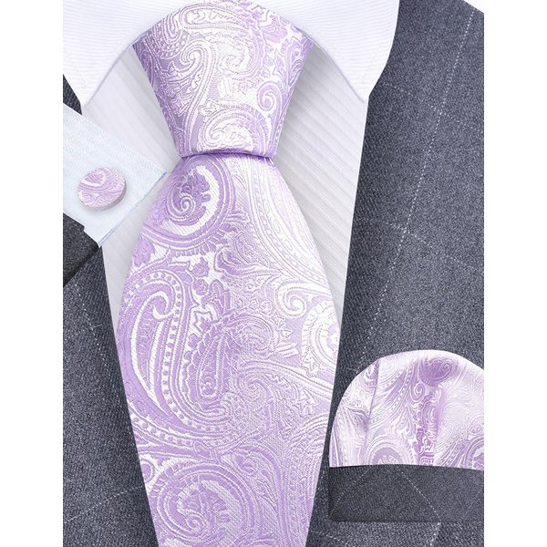Gusleson 8Cm Niebieski Czarny RóżOwy MęSkie Krawaty Poszetka Spinki Do MankietóW Zestaw Jedwabny Krawat WzóR Paisley Prezent ŚLubny Biznesowy Akcesoria Do KrawatóW-image