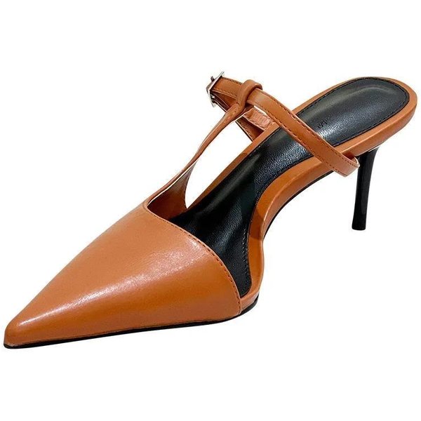 Sandalias De TacóN Alto Con Punta Puntiaguda Para Mujer, Zapatos De Verano, Sandalias Con Tiras Cruzadas, Chanclas 39 Naranja-image