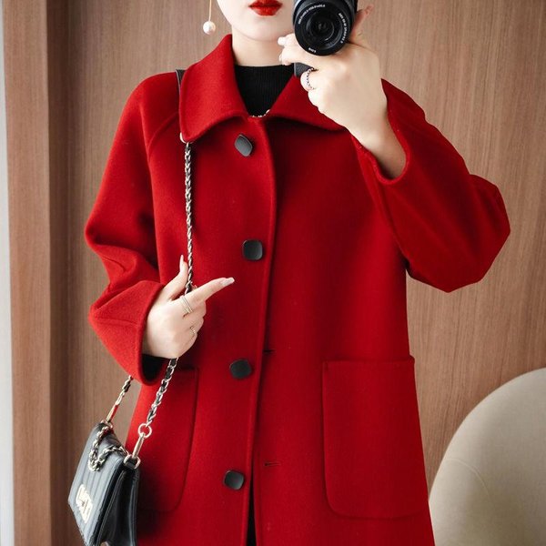 Abrigo De Lana De Doble Cara Abrigo De Lana Para Mujer Medio Y Largo S Red-image