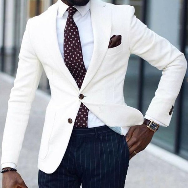 Blazer Y Vestido Casual De Hombre Para Todas Las Estaciones XL White-image