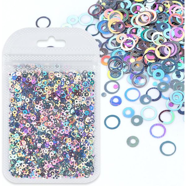 CíRculo HolográFico Brillo Para UñAs Lentejuelas LáSer Redondas Escamas DIY DiseñO De Manicura Decoraciones De Arte De UñAs Accesorios-image