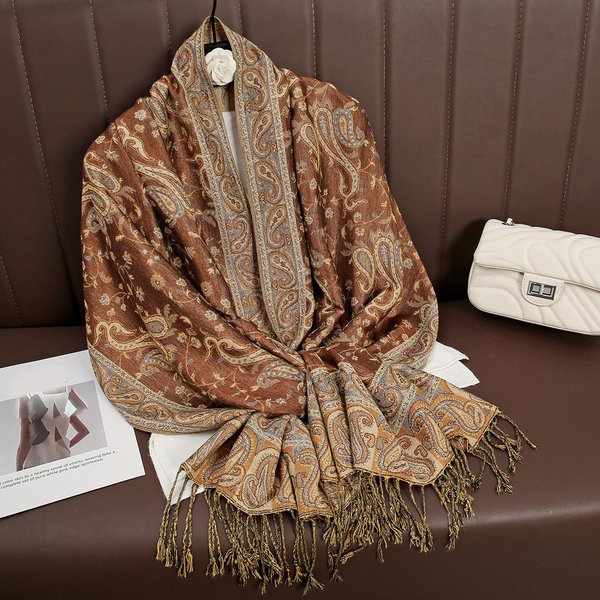 Modny Design Koca Z FręDzlami Gruba Kaszmirowa CiepłA Zimowa Chusta Szal Owijana Kaszmirowy Szalik Damski Szal Peleryna Szal Brown-image