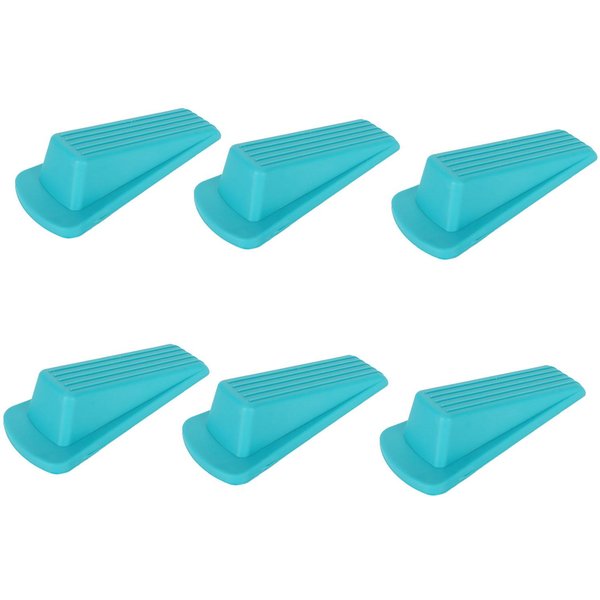 6 Piezas Topes De Puerta Gruesos Flexibles Apilables Duraderos TPR Anti DeformacióN CuñA De Puerta Para 1.2In Azul-image
