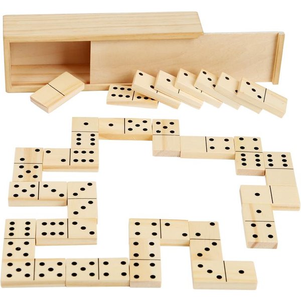 Zestaw Domino Double Six Z Drewnianym PudełKiem Klasyczna Gra Planszowa Dla DorosłYch I Rodzin Beige-image