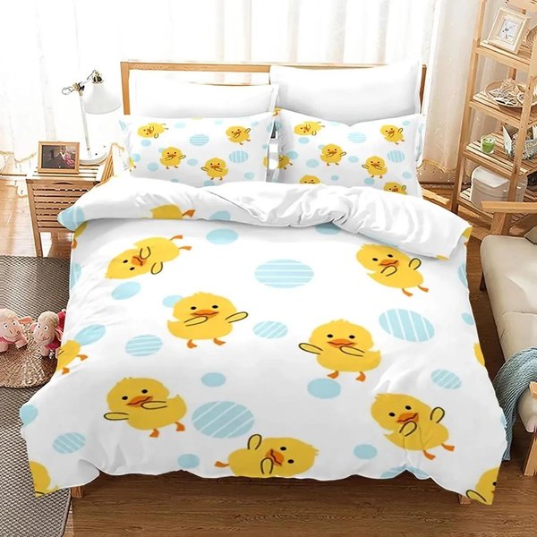 ColeccióN De Ropa De Cama Pato Amarillo Individual Twin Full Queen King Size ColeccióN De Cama Pato PequeñO Dormitorio De NiñOs Adultos Colecciones De Funda NóRdica ImpresióN 3D 015 AU Double 180X210Cm-image