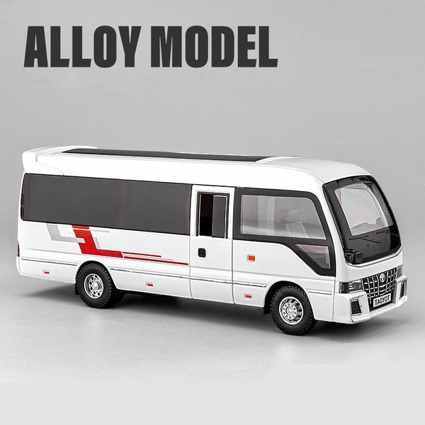 1:32 PodkłAdka Pod Kubek Stop Autobus SamochóD Odlew Symulacja Metalowy Autobus Biznesowy Pojazdy Model Samochodu DźWięK I ŚWiatłO Kolekcja Zabawka Dla Dzieci Prezent-image