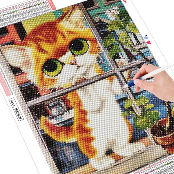 Pintura De Diamantes 5D Gato Imagen De Diamantes De PedreríA Bordado De Diamantes 20X30CM-image