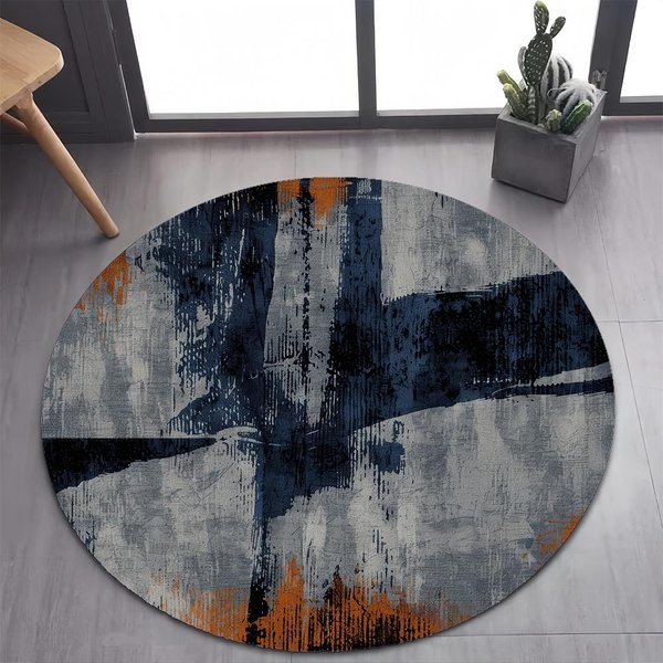 OkrąGłY Dywan – Nowoczesny Dywan Do Sypialni, Salonu Dekoracja Dla ZwierząT, Wszechstronna Mata PodłOgowa Diameter 90Cm(35In) Black-image