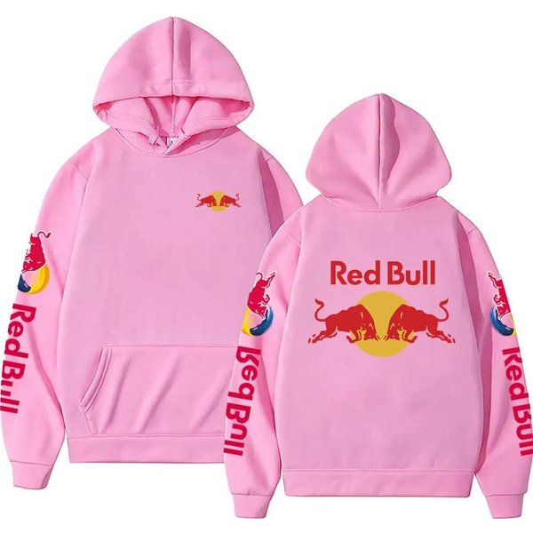 MęSka Bluza Z Kapturem Z Nadrukiem Logo Red Bull Wiosna Jesień Nowa Moda Casualowa Moda Wygodna CiepłA LuźNa Bluza 3XL RóżOwy-image