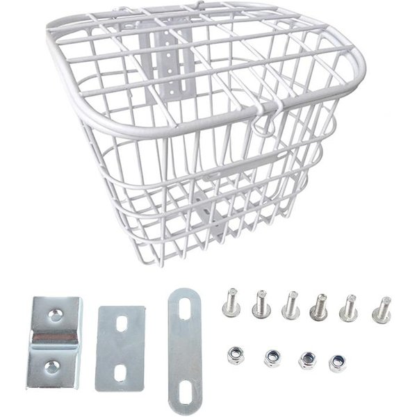 Cesta Para Bicicleta EléCtrica Tubo MetáLico Cesta Delantera Y Trasera Blanca Colgante Decorativa Para Bicicleta-image