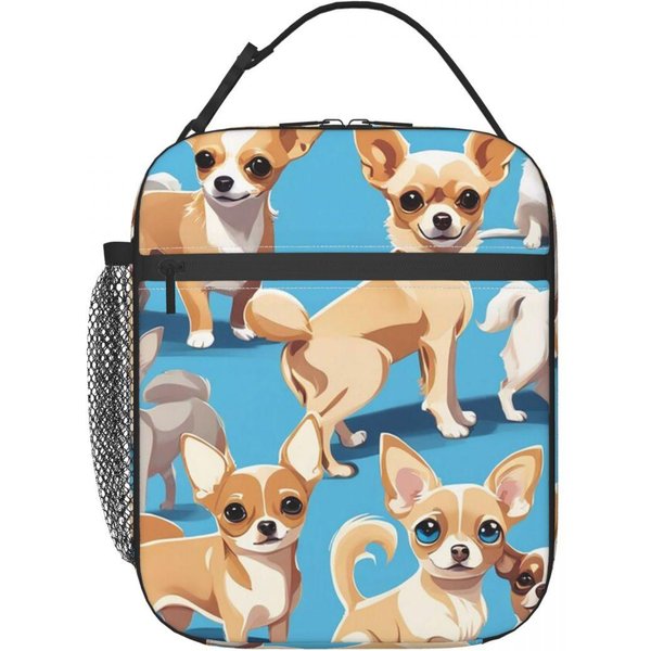 Zestaw Chihuahua, Podstawowa Niebieska Izolowana Torba Na Lunch Dla Kobiet Dzieci Szczelne Pojemniki Na ŻYwność Termiczny Lunchbox Torba One Size-image