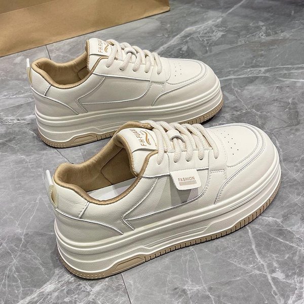 Zapatos Blancos De Plataforma Zapatos De Mujer Cuero Panda Zapatos De Tabla Primavera Nuevos VersáTiles Casuales Zapatos Deportivos Mujer 40 White-image