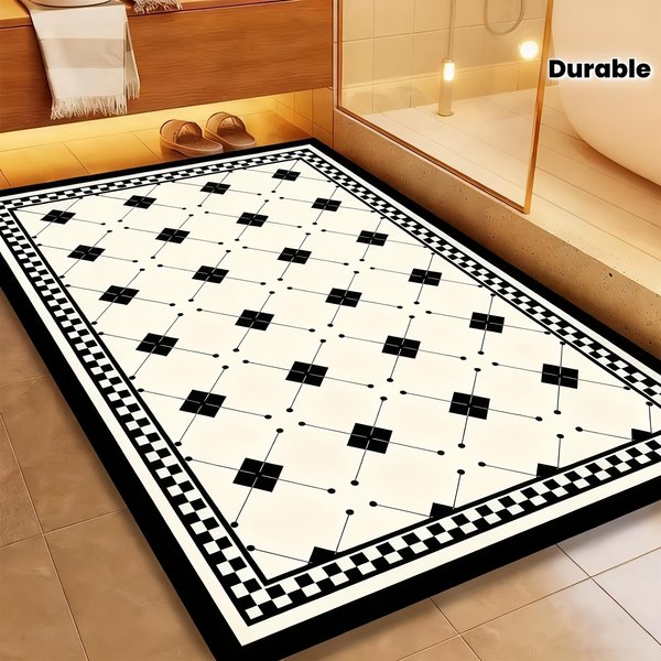 Kreatywny Siatkowy Dywanik ŁAzienkowy Prysznicowy Absorbent AntypośLizgowa Mata PodłOgowa Dekoracja ŁAzienki 40X60CM(1.3X2FT Black-image