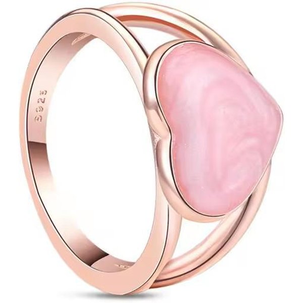 Nuevo Dije De Plata De Ley 925, Anillo Con Forma De CorazóN Rosa Amor Eterno , Anillos Para Mujer, JoyeríA Fina, Regalos De Moda Para Mujer 7 White-image