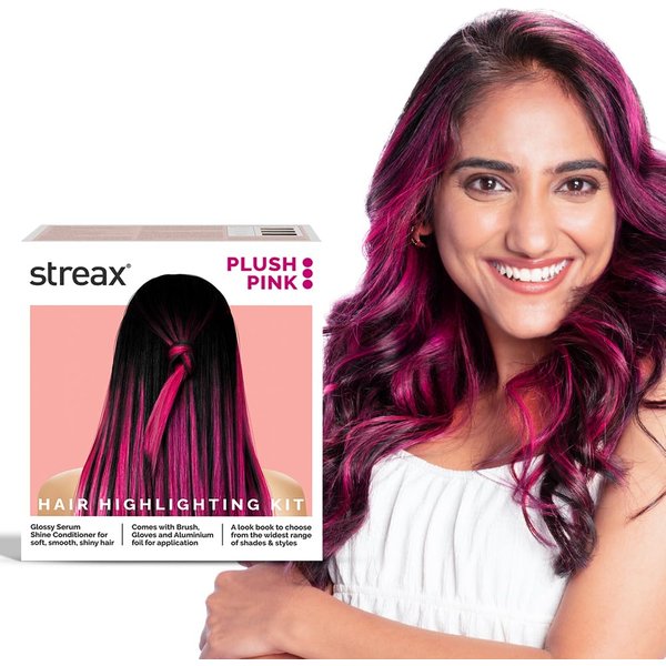 Kit De Mechas Streax Color Rosa Para El Cabello Paquete De 1 Rosa Felpa Enriquecido Con Aceite De Nuez Y ArgáN-image