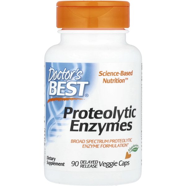 Doctor's Best, Enzymy Proteolityczne, KapsułKi WegetariańSkie O OpóźNionym Uwalnianiu, 90-image