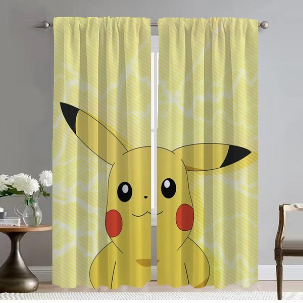 Cortinas Para HabitacióN Infantil, DiseñO De PokéMon, Cortinas Opacas Para HabitacióN, 2 Paneles, Cortinas De Tul Para Interior De Dormitorio, ParticióN, Sala De Estar W86Xh213Cmx2Pcs-Cl-image