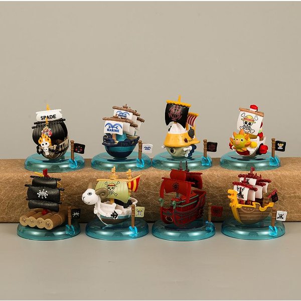 8 Piezas/Set One Piece Barco Pirata Thousand Sunny MuñEco Marina Going Merry Mini Barco Modelo GK ColeccióN Juguetes Regalos Para NiñOs-image