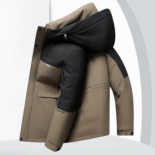Chaqueta Con Capucha De Tres Capas Para Exteriores, Nueva Chaqueta De PlumóN De Pato Blanco De Invierno Para Hombre, Chaqueta De PlumóN De Longitud Media 4XL Black-image