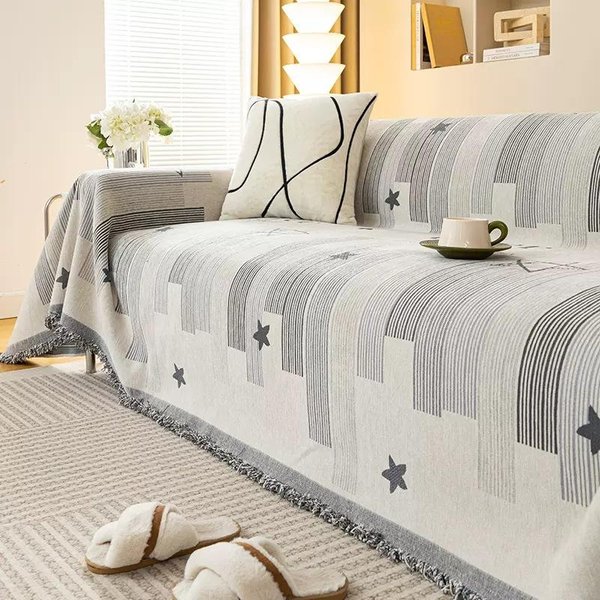 Toalla Cubre Sofá Chenilla Sala De Estar Universal Textura Multifuncional Hogar Doble Cara Cubierta Completa Tela Resistente Al Desgaste Simple 180X130Cm1Pcs-image