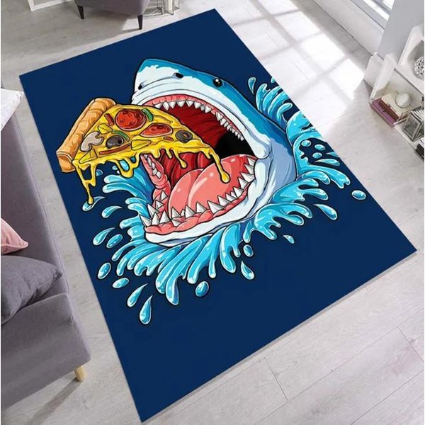 Zabawny Rekin Pizza Dywan Zabawny KreskóWkowy Ocean Dywan Do Pokoju Nastolatka Salonu Sypialni Dekoracja Domu Dywan 40X60CM-image