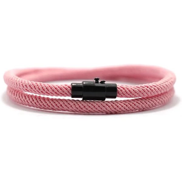 Prosty Styl MęSka Bransoletka Z Liny PodwóJna Warstwa Survivalowa Bransoletka Homme Akcesoria Prezent Dla ChłOpaka Magnetyczne ZapięCie Pulsera Hombre Joias 20Cm Pink-image