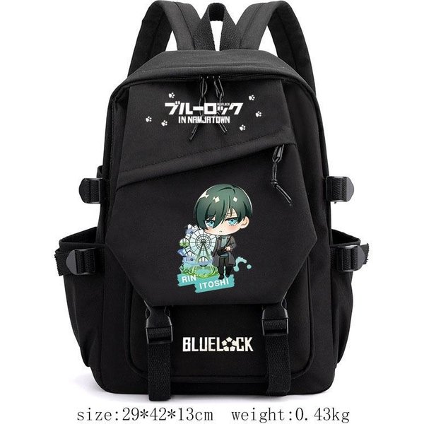 Blue Lock Anime Cosplay Mochila Estudiantes Bolso Escolar Nylon Ligero Dibujos Animados Mochila Para Libros PortáTil Viaje Mochila Exterior Regalos NiñOs-image