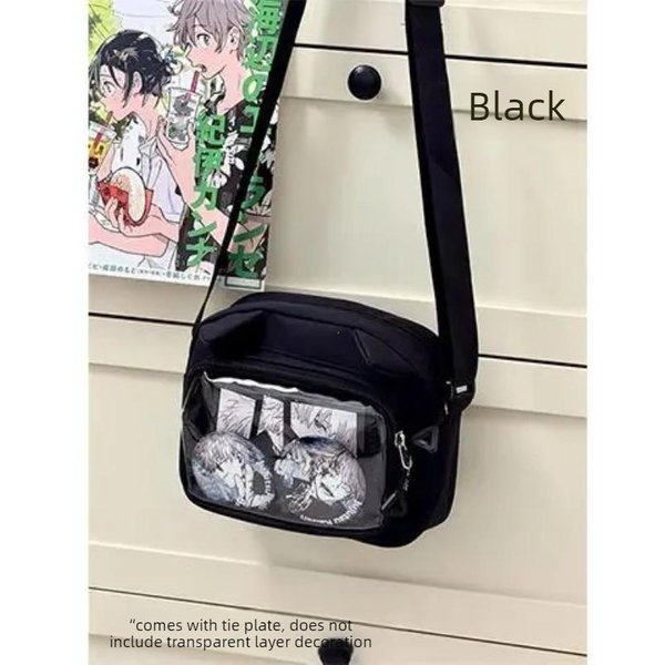 Bolsos Escolares Japoneses Harajuku Para NiñAs Nuevo Transparente Itabag Bolso De Hombro Cruzado Placa De ExhibicióN Para Insignias DIY Bolsa Ita Gray-image