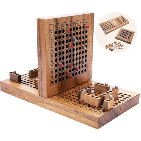 Batalla Naval De Madera - Juego Tradicional De Madera EcolóGico - Juego De Estrategia - Juego De Mesa - 350430 - 2 Jugadores - 6 AñOs + MarróN-image