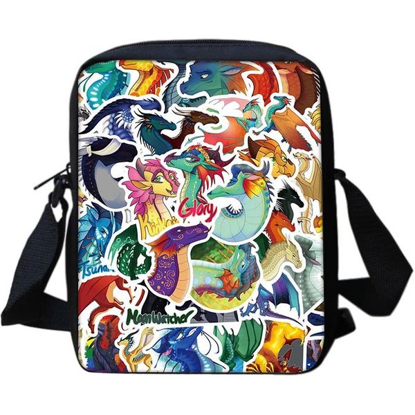 La Bandolera De Alas De Fuego Es PortáTil, Compacta, De Gran Capacidad, Con Estampado De Dibujos Animados Y VersáTil Para NiñOs Y NiñAs De Primaria.-image