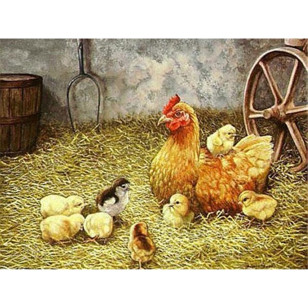 Diamentowe Malowanie 5D PełNe OkrąGłE WiertłO Farm Chicken Diamentowy Haft śCiegiem KrzyżYkowym 20X30CM-image