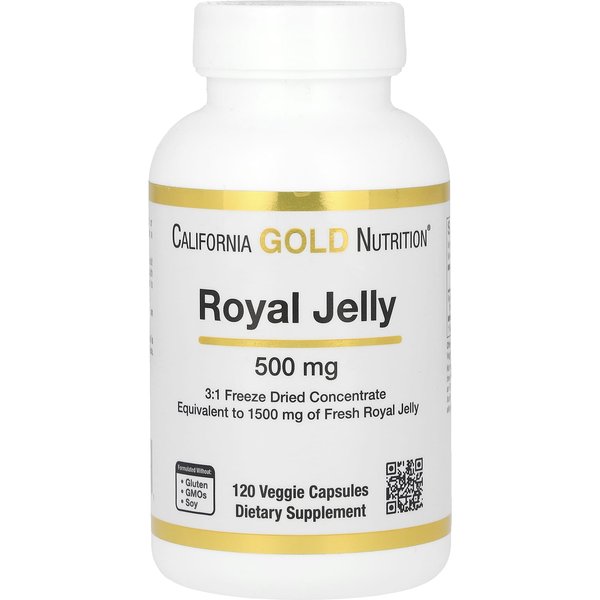 California Gold Nutrition, Mleczko Pszczele, Skoncentrowane I Liofilizowane, 500 Mg, 120 KapsułEk RośLinnych-image