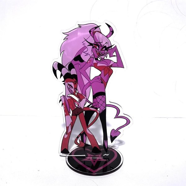 Helluva Boss Figurki Akrylowy Stojak Modne Figurki Akcji Anime Akcesoria Kolekcja Figurki Zabawki Ozdoby Na Biurko Prezent Dla Dzieci 15Cm Pink-image