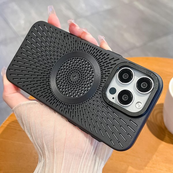 Luksusowe Magnetyczne Etui Z Rozpraszaniem CiepłA Dla Iphone 16 Pro Max 16 Plus 14 13 12 15 Pro Max Do Bezprzewodowego ŁAdowania Magsafe Pokrowiec Na Telefon For Iphone 13 Pro Black-image