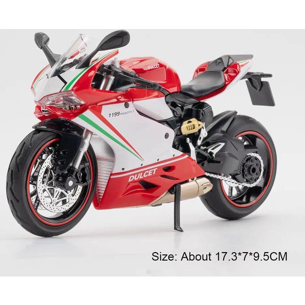1:12 V4S 1199 Miniaturowy Model Samochodu Stopowy Odlewany CiśNieniowo Motocykl Kierownica Przedniego KołA DźWięK ŚWiatłO Amortyzacja Motocykl Prezenty Dla ChłOpcóW-image