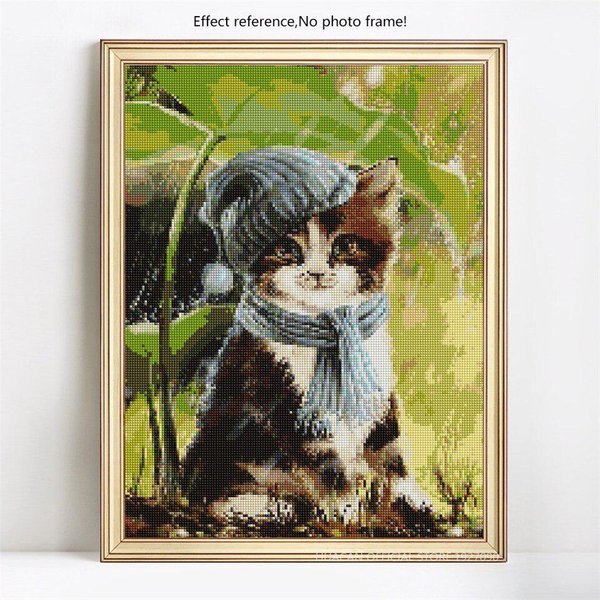 Punto De Cruz Pantalla Completa 5D DIY Diamante Bordado Gato Diamante Pintura 20X30CM-image